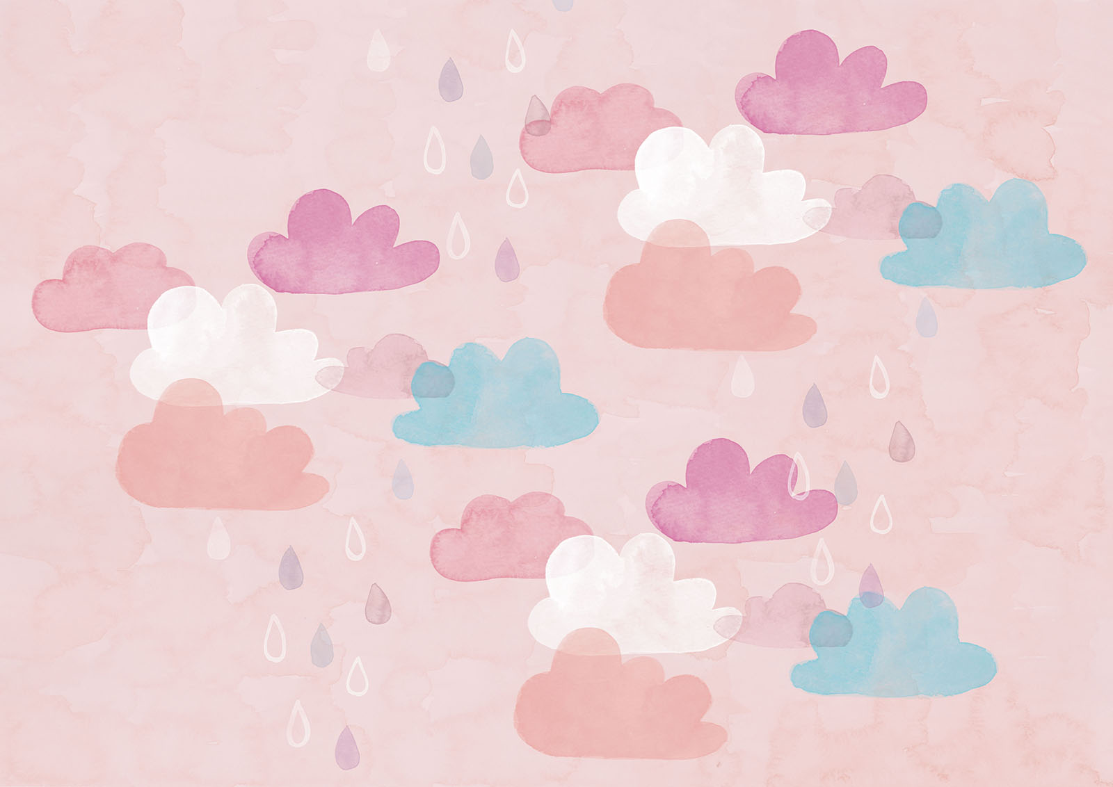 Others 06 ピンクの空と雨雲のイラスト壁紙 Kyuncuts